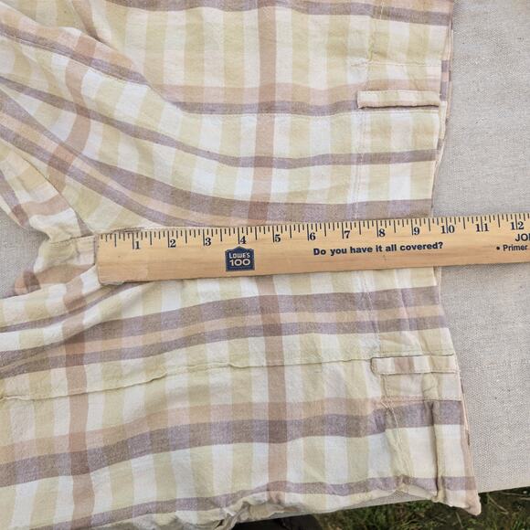 Free People The Way You Move Natural Plaid Linen Pants Edgy 70s Boho Size 12 - Picture 5 of 12